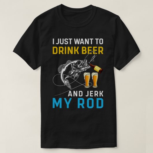 ビールを飲んで棒を引っ張りたい Tシャツ (デザイン正面)