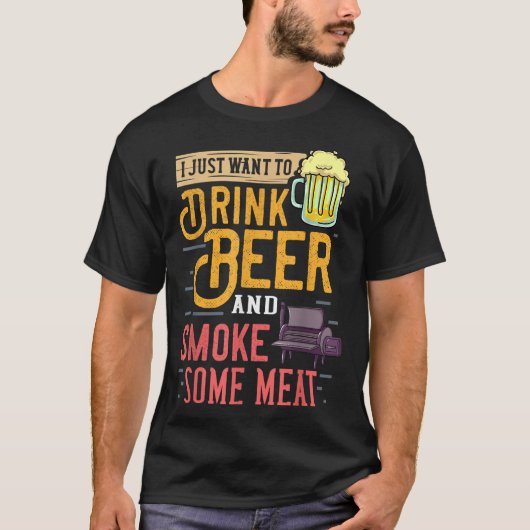ビールを飲んで肉を吸いたい Tシャツ (正面)