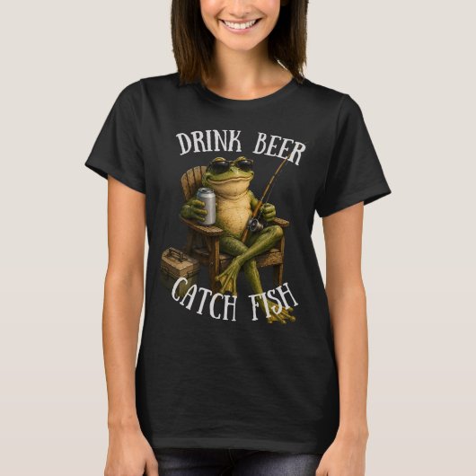 ビールを飲んで魚を釣ろう Tシャツ (正面)