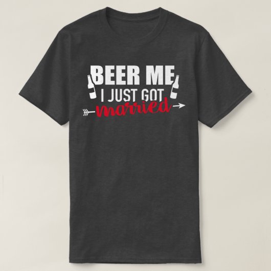 ビールを飲得め結婚した Tシャツ (デザイン正面)
