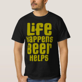 ビールを飲救済みながら生おもしろい活 Tシャツ