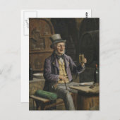 ビールを飲絵画む ポストカード (正面/裏面)