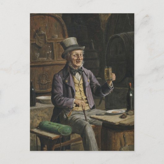 ビールを飲絵画む ポストカード (正面)