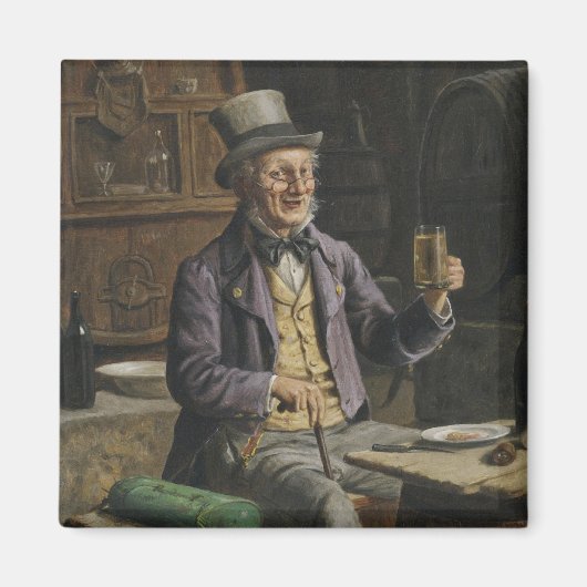 ビールを飲絵画む マグネット (正面)