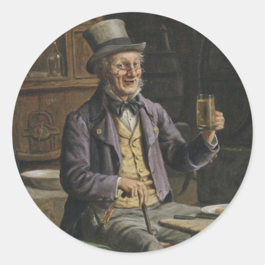 ビールを飲絵画む ラウンドシール (正面)