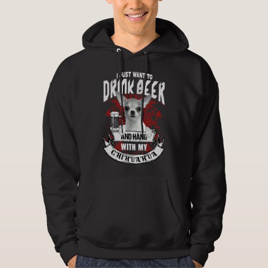 ビールを2チワワで飲む パーカ (正面)