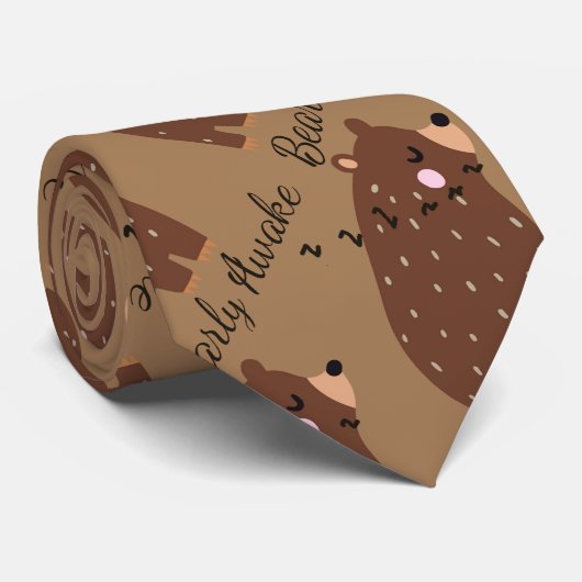 ビールアウェイクおもしろい引用文かわいいクマの動物 ネクタイ (ロール)