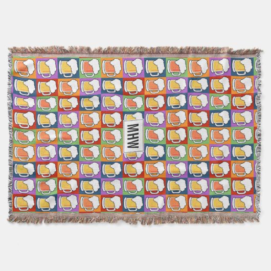 ビールアポップ・アートのートカスタムモノグラム投げ毛布 スローブランケット (正面)