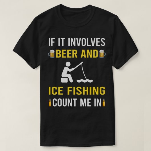 ビールアンドアイス魚釣り Tシャツ (デザイン正面)