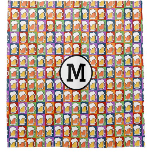 ビールアートポップ・アートのカスタムモノグラムシャワーカーテン シャワーカーテン (正面)