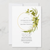 ビールウィローと金ゴールドの幾何学的お祝い 招待状 (正面)