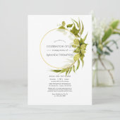 ビールウィローと金ゴールドの幾何学的お祝い 招待状 (スタンド正面)