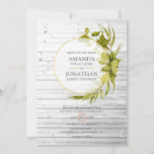 ビールウィローグリーンと金ゴールドジオメトリック結婚ズ 招待状 (正面)