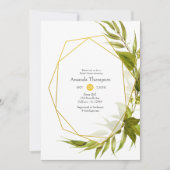 ビールウィローグリーンと金ゴールド幾何学的ブライダルシャワー 招待状 (正面)