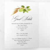 ビールウィローグリーンと金ゴールド幾何結婚の 三つ折り招待状 (内部最初)