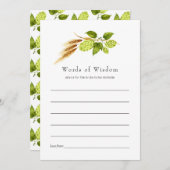 ビールウィローグリーンリー金ゴールドブライダルシャワー アドバイスカード (正面/裏面)