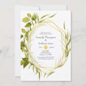 ビールウィローグリーン金ゴールド幾何学模様カップルのシャワー 招待状 (正面)