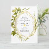 ビールウィローグリーン金ゴールド幾何学模様カップルのシャワー 招待状 (スタンド正面)
