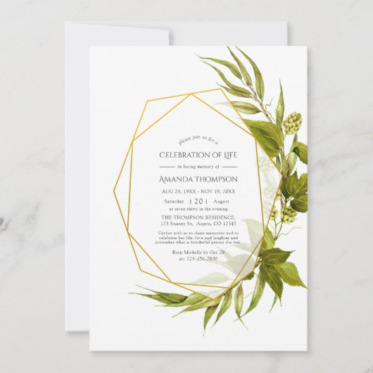 ビールウィローライフの幾何学的お祝い 招待状 (正面)