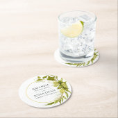 ビールウィロー緑と金ゴールド幾何結婚イン ラウンドペーパーコースター (インサイチュ)