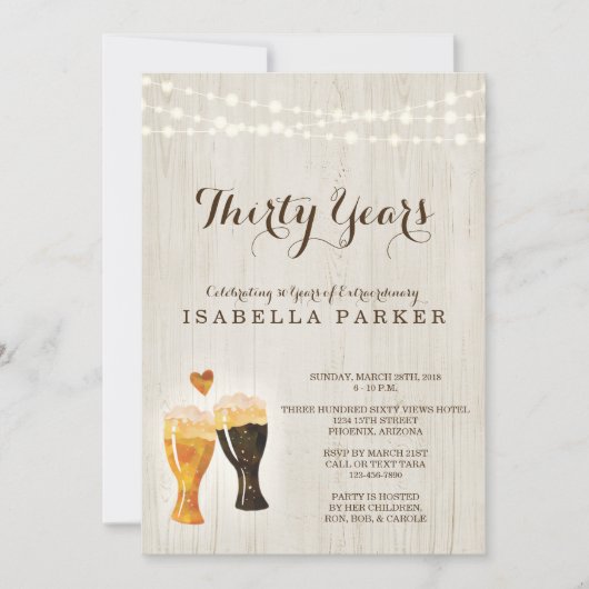 ビールウーマン誕生日招待状|ビ素朴ール 招待状 (正面)