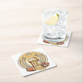 ビールオクトーバーフェストラベルヴィンテージグラフィック スクエアペーパーコースター (インサイチュ)