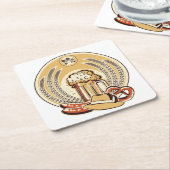 ビールオクトーバーフェストラベルヴィンテージグラフィック スクエアペーパーコースター (アングル)