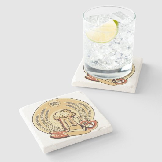 ビールオクトーバーフェストラベルヴィンテージグラフィック ストーンコースター (横)