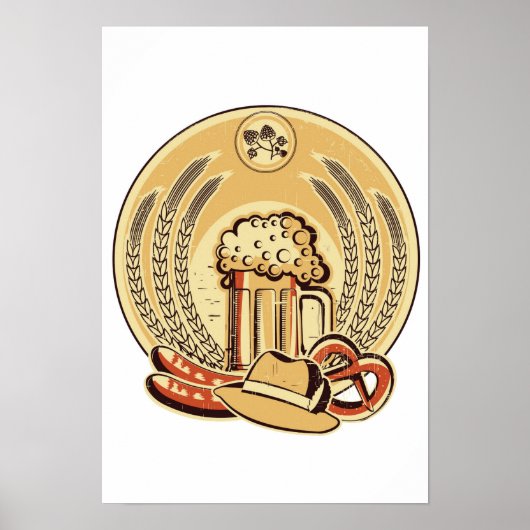 ビールオクトーバーフェストラベルヴィンテージグラフィック ポスター (正面)