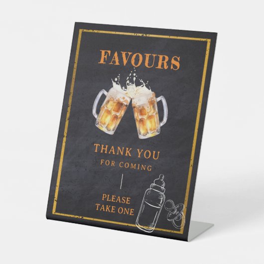 ビールオムツパーティーベビーシャワーありがとう 台座サイン (正面)