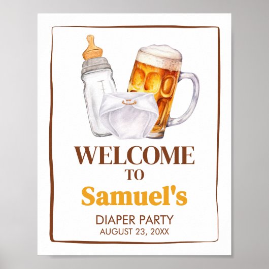 ビールオムツパーティーベビーシャワーへようこそ ポスター (正面)