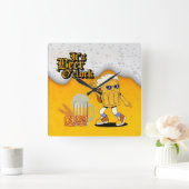 ビールオークロックのビールマグキャラクター スクエア壁時計 (ホーム)