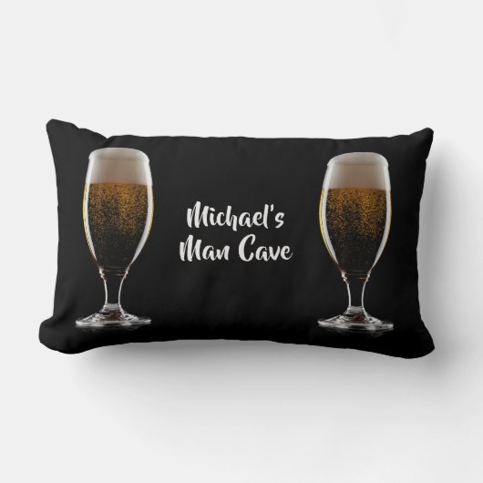 ビールカスタムの文字ガラス ランバークッション (正面)