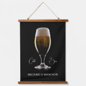 ビールカスタムの文字ガラス 吊り下げ型タペストリー (正面)