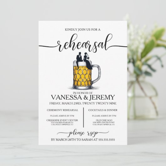 ビールカップルリハーサルディナー招待状 招待状 (スタンド正面)