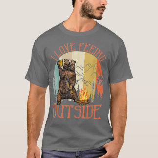 ビールカムピンを飲むベアーおもしろい外でボーイングが大好き Tシャツ