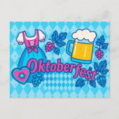 ビールカラフルとハートのオクトーバーフェスト漫画 シーズンポストカード (正面)