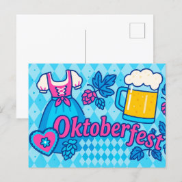 ビールカラフルとハートのオクトーバーフェスト漫画 シーズンポストカード