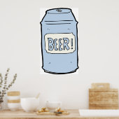 ビールカンイラストレーションレトロビールラバーデザイン ポスター (キッチン)