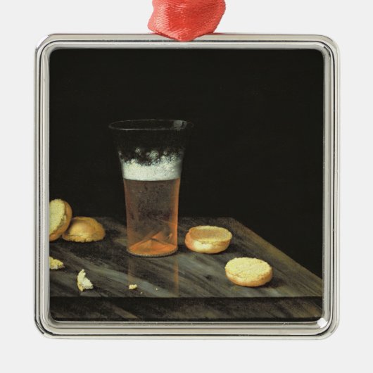 ビールガラスが付いている静物画 メタルオーナメント (正面)