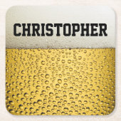 ビールガラスは個人化なります スクエアペーパーコースター (正面)