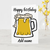 ビールガラスハッピーバースデーカード カード (黄色い花)