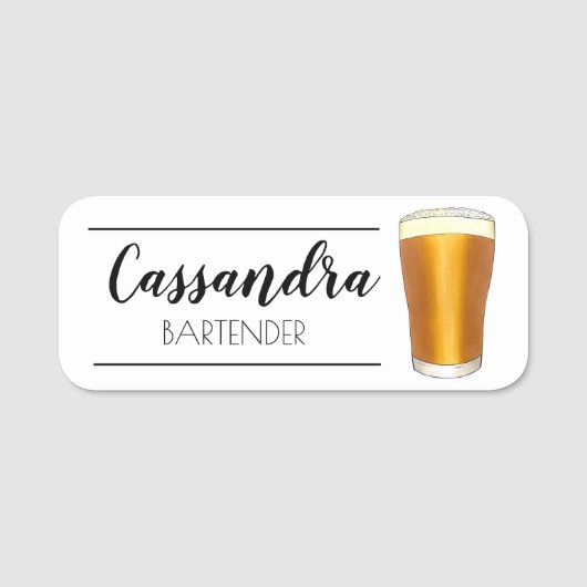 ビールガラスピントエールバーパブ飲料飲料 名札 (正面)