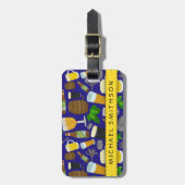 ビールガラスボトルホップと大麦パターン ラゲッジタグ (正面縦)