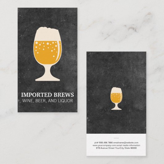 ビールガラス及び石板 名刺 (正面/裏面)