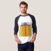 ビールガラス、泡立ちビール Tシャツ (正面フル)