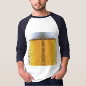 ビールガラス、泡立ちビール Tシャツ (正面)