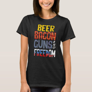 ビールガンベーコンフリーダムビールとベーコンガンビール Tシャツ