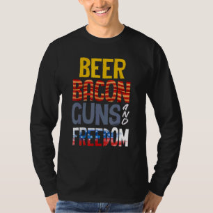 ビールガンベーコンフリーダムビールとベーコンガンビール Tシャツ