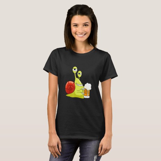 ビールガーデンで楽しむカタツムリ Tシャツ (正面フル)